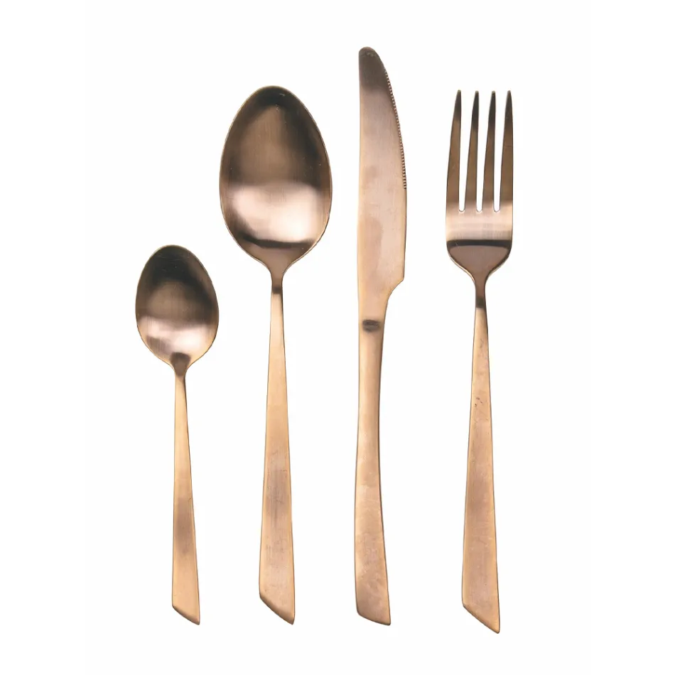 Set takëmesh 24 copë me dizajn të sheshtë prej çeliku ose bakri - Antozoi Viadurini