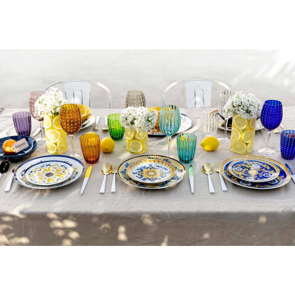 Komplet për mbushjen e enëve me ngjyra dhe moderne të enëve, Komplet 18 copë - Cefalu Viadurini