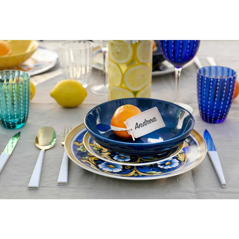 Komplet për mbushjen e enëve me ngjyra dhe moderne të enëve, Komplet 18 copë - Cefalu Viadurini