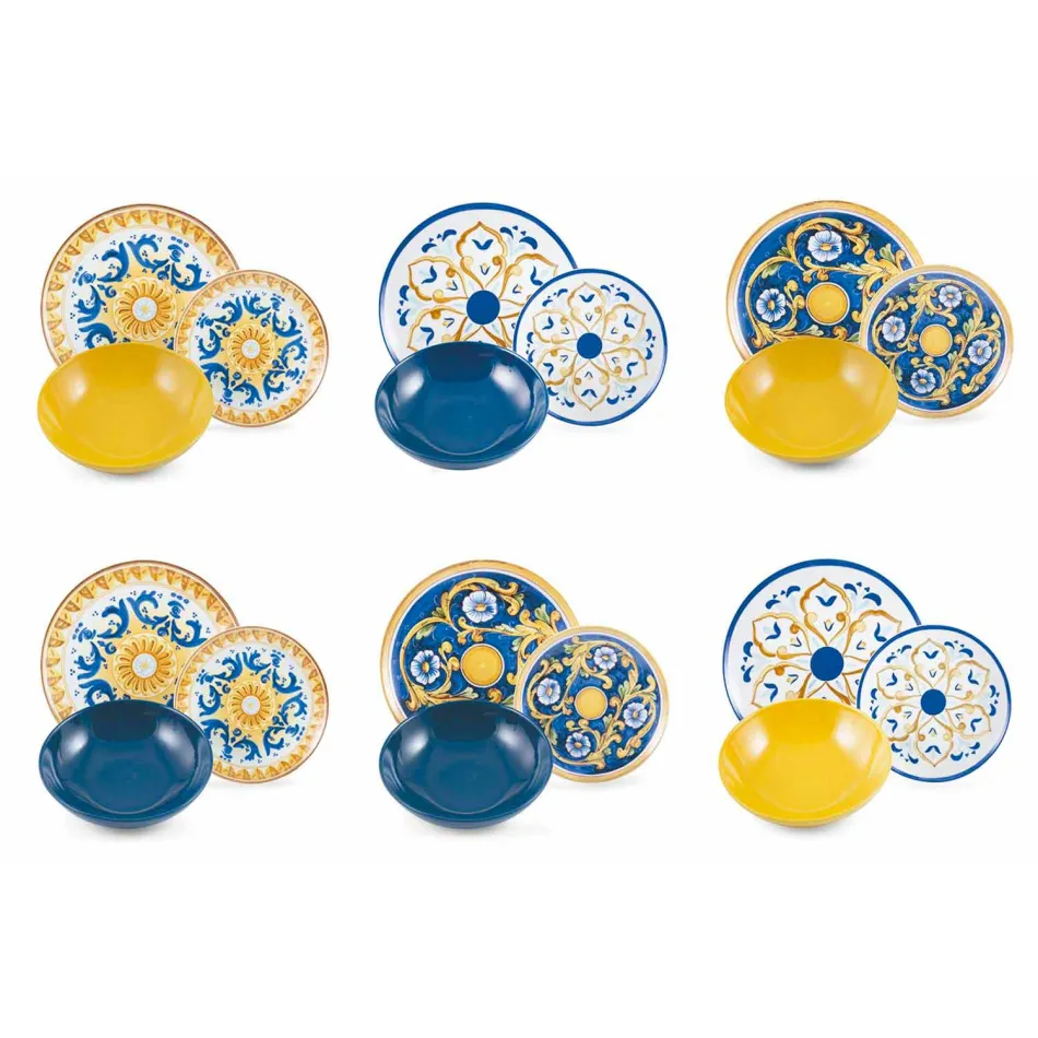 Komplet për mbushjen e enëve me ngjyra dhe moderne të enëve, 18 copë - Cefalu Viadurini