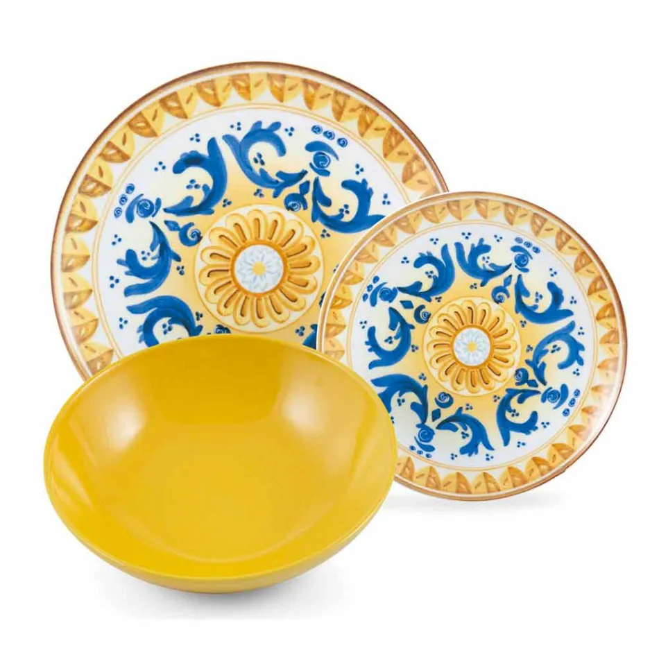 Komplet për mbushjen e enëve me ngjyra dhe moderne të enëve, 18 copë - Cefalu Viadurini