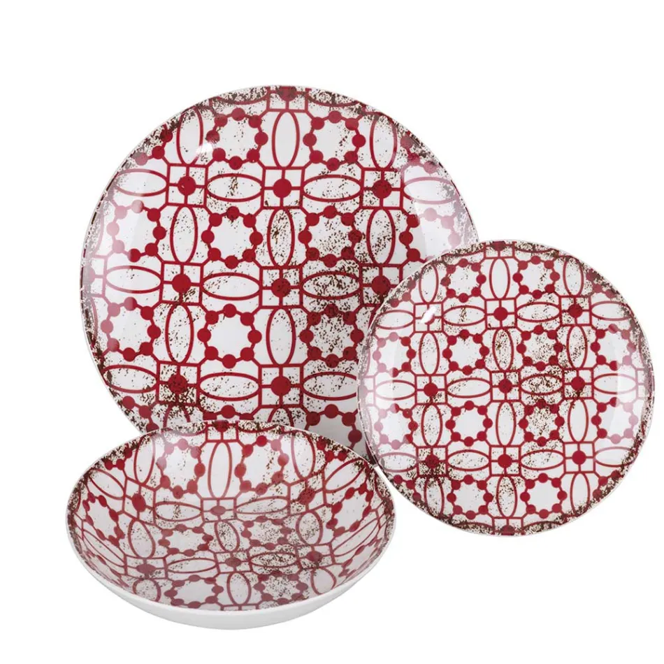 Shërbim darke porcelani 18 copë në 2 dekorime të ndryshme - Jamais Viadurini