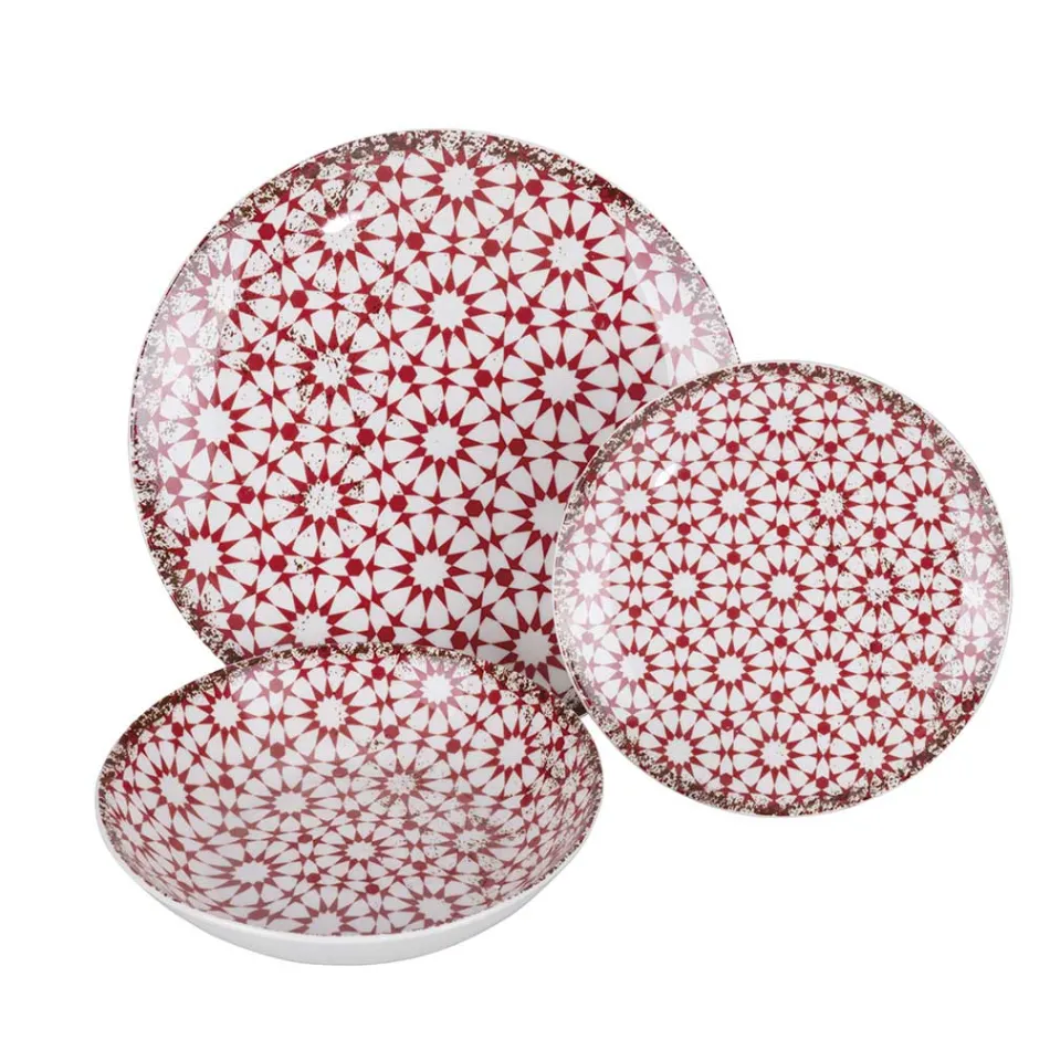 Shërbim darke porcelani 18 copë në 2 dekorime të ndryshme - Jamais Viadurini