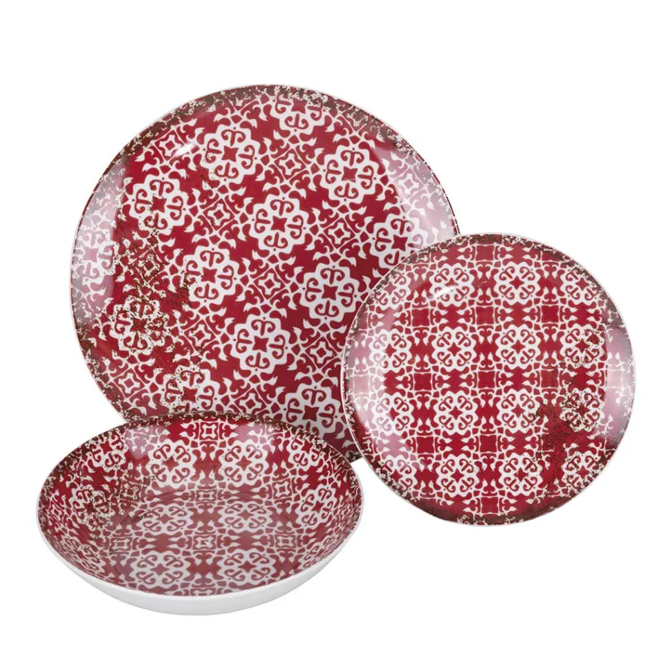 Shërbim darke porcelani 18 copë në 2 dekorime të ndryshme - Jamais Viadurini