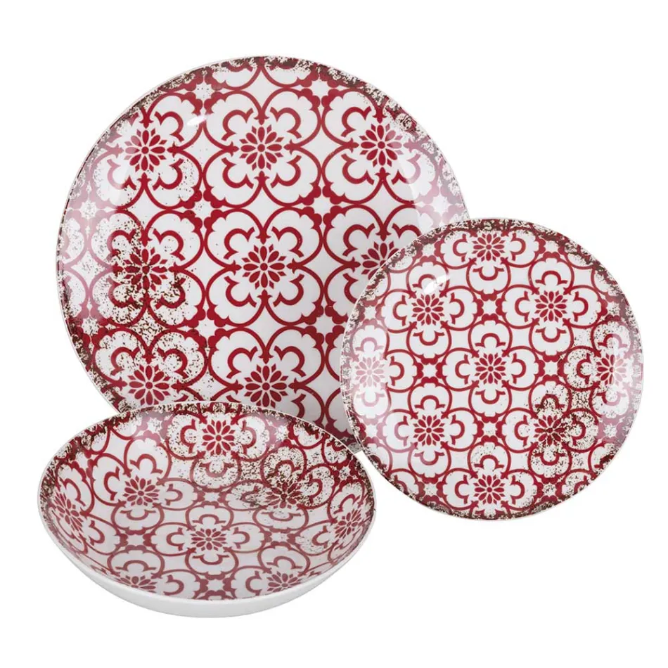 Shërbim darke porcelani 18 copë në 2 dekorime të ndryshme - Jamais Viadurini