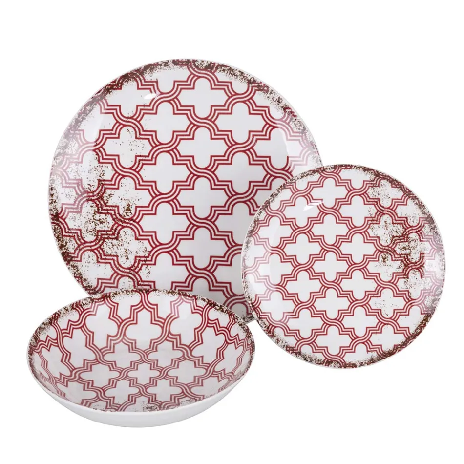 Shërbim darke porcelani 18 copë në 2 dekorime të ndryshme - Jamais Viadurini