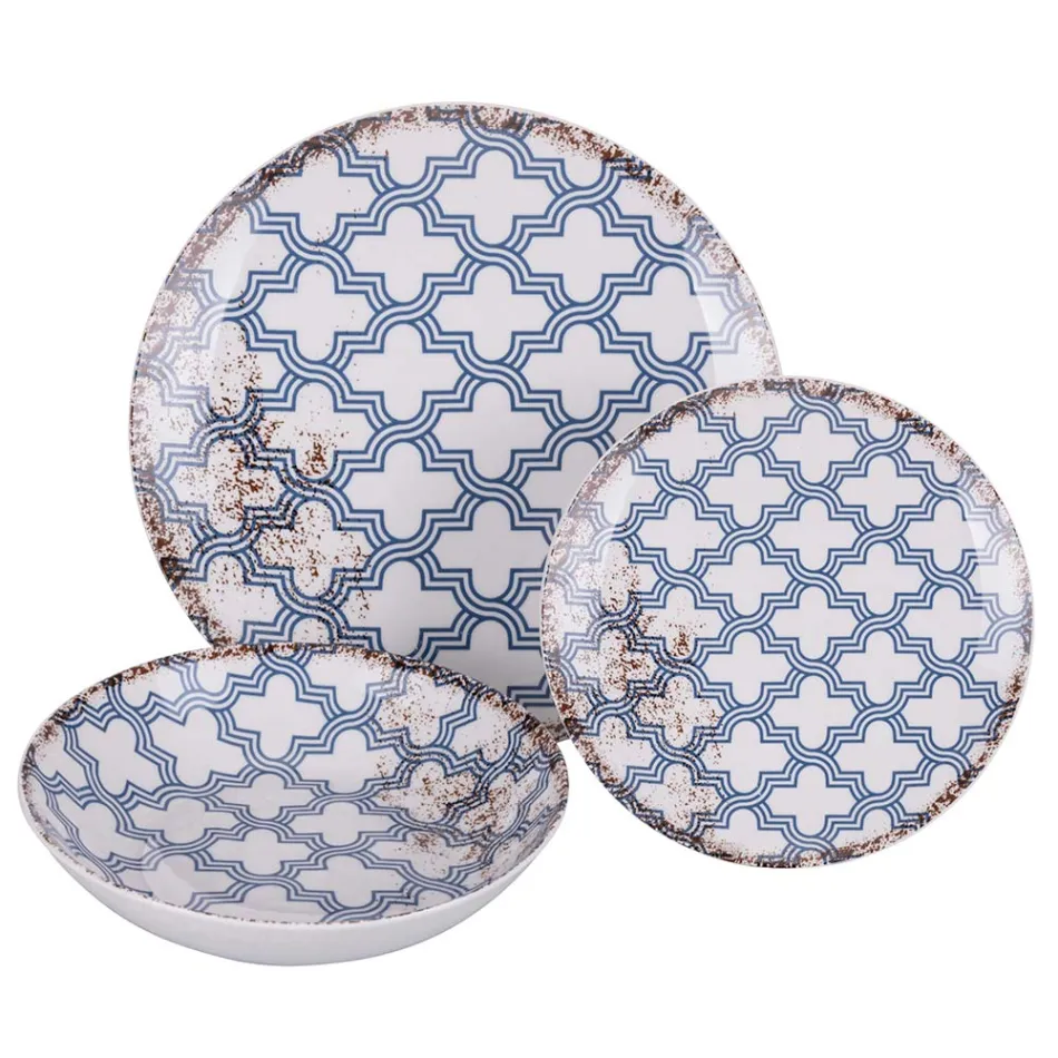 Shërbim darke porcelani 18 copë në 2 dekorime të ndryshme - Jamais Viadurini