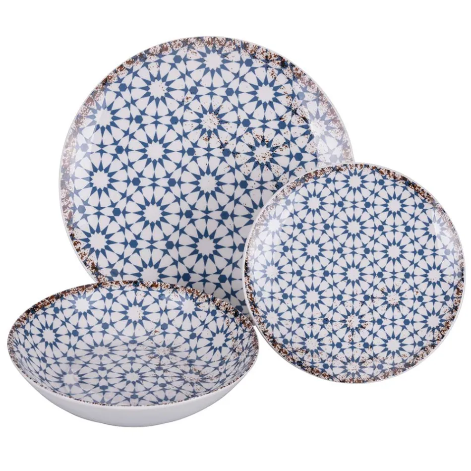 Shërbim darke porcelani 18 copë në 2 dekorime të ndryshme - Jamais Viadurini