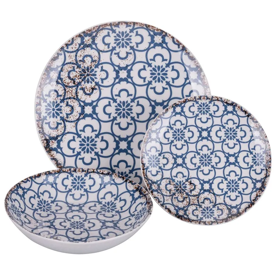 Shërbim darke porcelani 18 copë në 2 dekorime të ndryshme - Jamais Viadurini