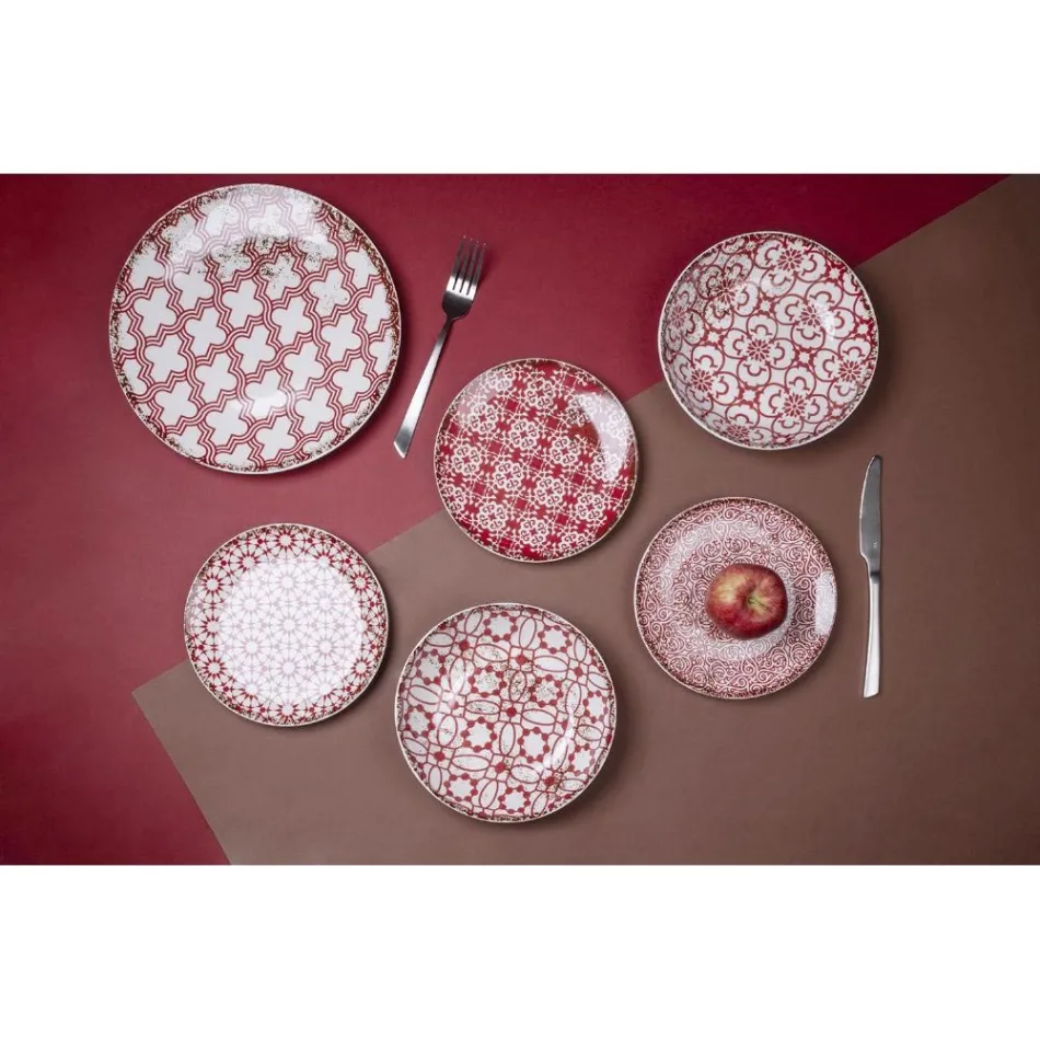 Shërbim darke porcelani 18 copë në 2 dekorime të ndryshme - Jamais Viadurini