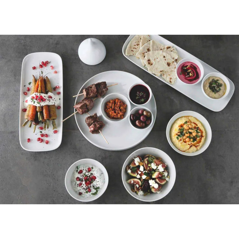 Pllaka Aperitivi Porcelani me Dizajn Modern Set 8 Copë - Galatino Viadurini