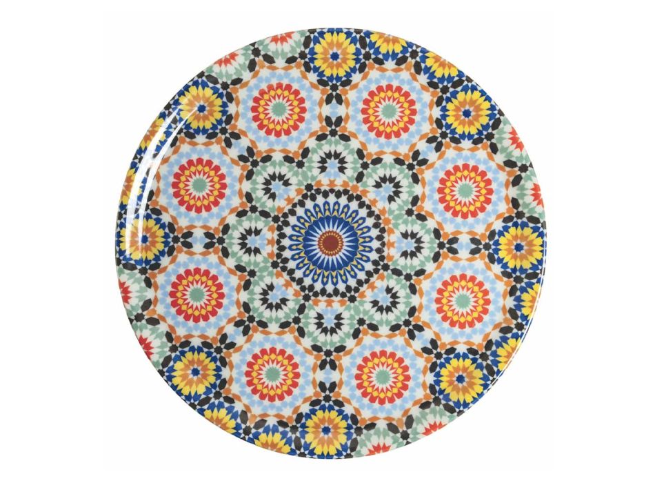 Servis pjate pice porcelani me ngjyra te dekoruara 6 cope - Marok Viadurini
