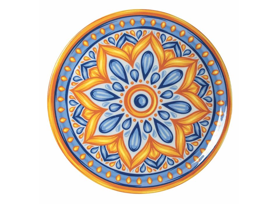 Servis per pica me ngjyra dhe te dekoruara porcelani 6 cope - Ingino Viadurini