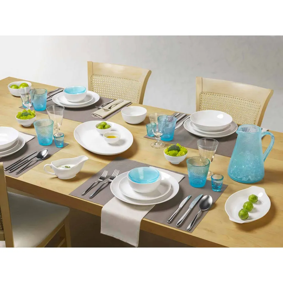 Shërbimi i enëve 3 copë Dizajn modern në Porcelan të Bardhë - Malaga Viadurini