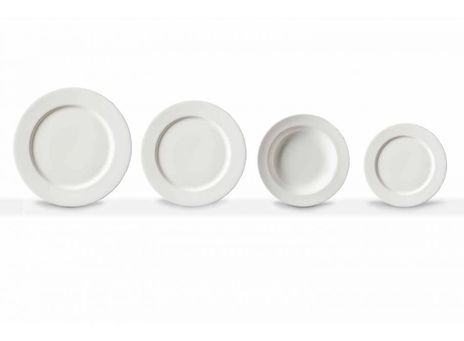 Pjatat e Darkës prej Porcelani me Projektim të Bardhë Set 24 Copë - Samantha Viadurini