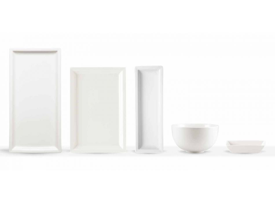 Pllaka për darkë moderne prej porcelani të bardhë vendos 25 copa - bazale Viadurini