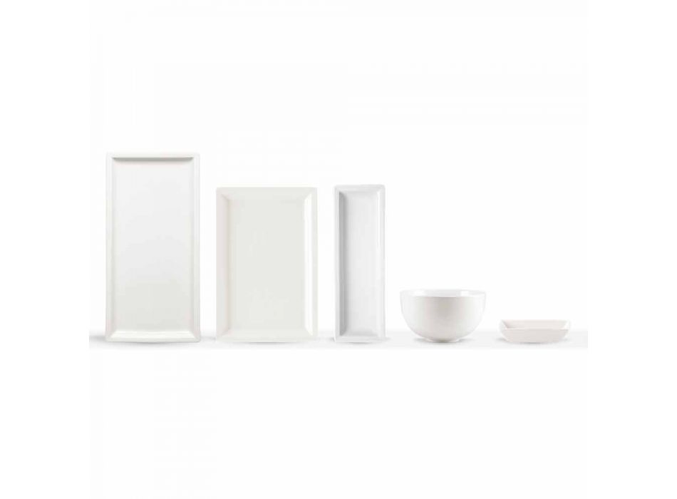 Pllaka për darkë moderne prej porcelani të bardhë vendos 25 copa - bazale Viadurini