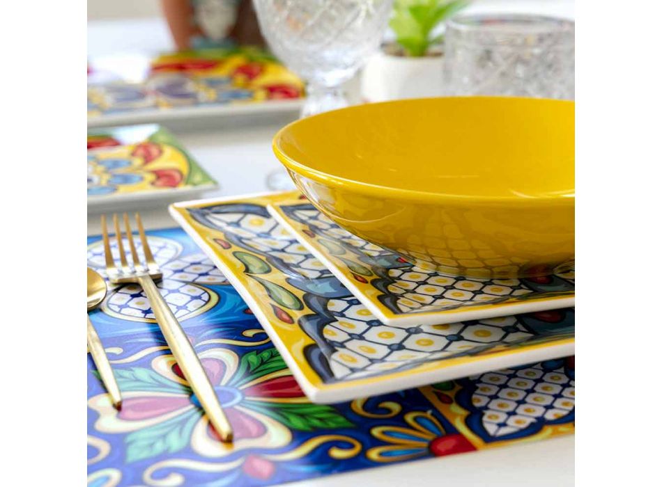 Shërbim Pjate darke me ngjyra Porcelani dhe Gresi 18 copë - Aztecas Viadurini