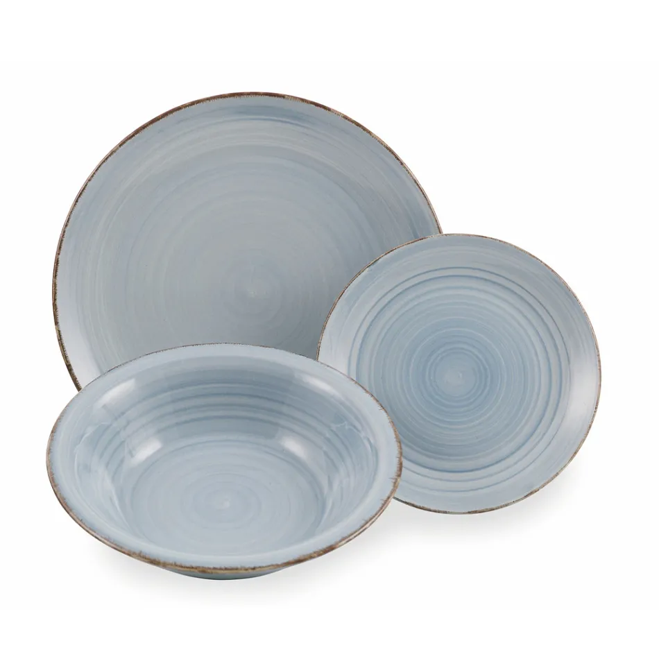 Shërbimi i enëve të darkës në nuanca blu të forta dolomiti 18 copë - Abruzzo Viadurini