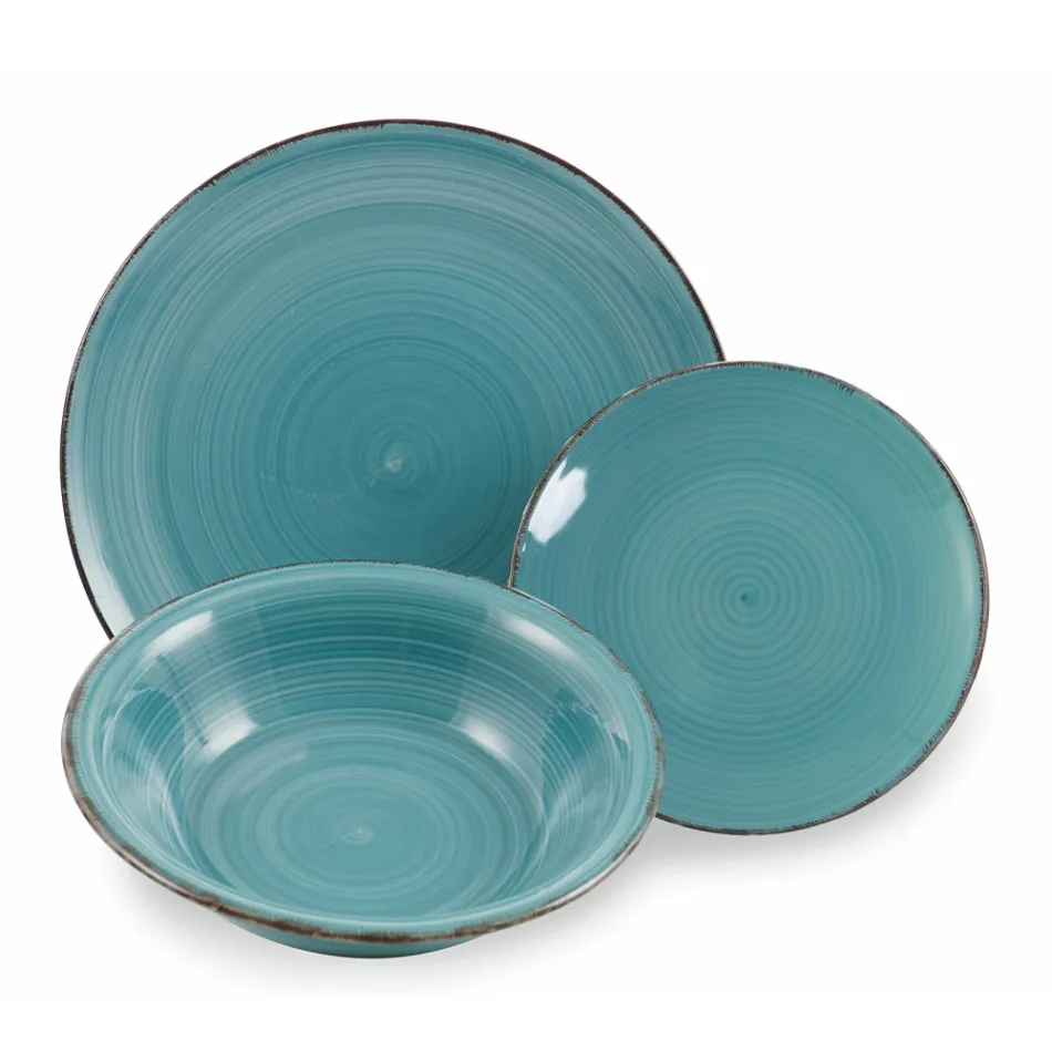 Shërbimi i enëve të darkës në nuanca blu të forta dolomiti 18 copë - Abruzzo Viadurini