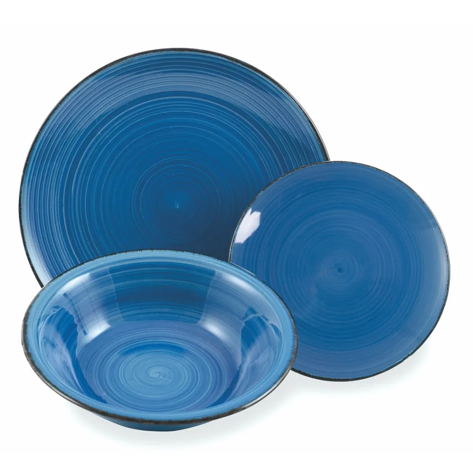 Shërbimi i enëve të darkës në nuanca blu të forta dolomiti 18 copë - Abruzzo Viadurini