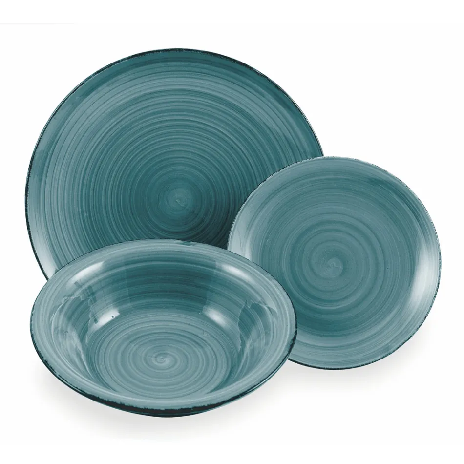 Shërbimi i enëve të darkës në nuanca blu të forta dolomiti 18 copë - Abruzzo Viadurini