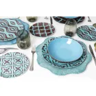 Set për darkë Porcelani me 18 ngjyra copë porcelani me ngjyra - Timesquare Viadurini