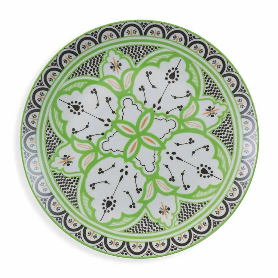 Shërbimi i enëve etnike në Porcelan dhe 18 copë prej guri me ngjyra dhe moderne - Fez Viadurini