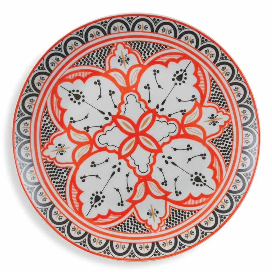 Shërbimi i enëve etnike në Porcelan dhe 18 copë prej guri me ngjyra dhe moderne - Fez Viadurini