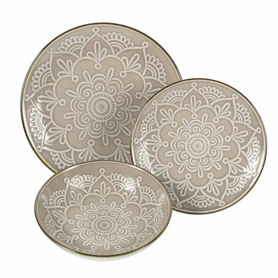 Shërbimi i pjatave në 18 copë gri, blu të lehta ose blu të dolomitit të fortë - arab Viadurini