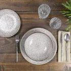 Shërbimi i pjatave në 18 copë gri, blu të lehta ose blu të dolomitit të fortë - arab Viadurini