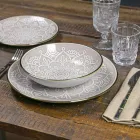 Shërbimi i pjatave në 18 copë gri, blu të lehta ose blu të dolomitit të fortë - arab Viadurini