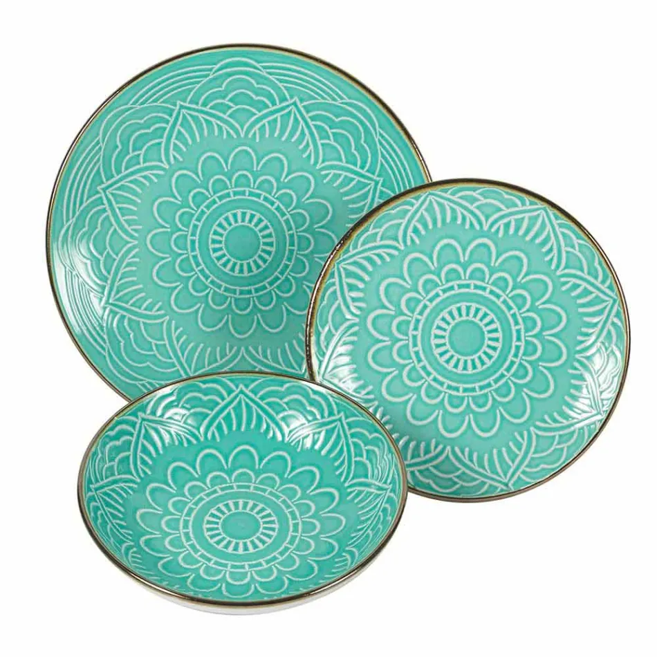 Shërbimi i pjatave në 18 copë gri, blu të lehta ose blu të dolomitit të fortë - arab Viadurini