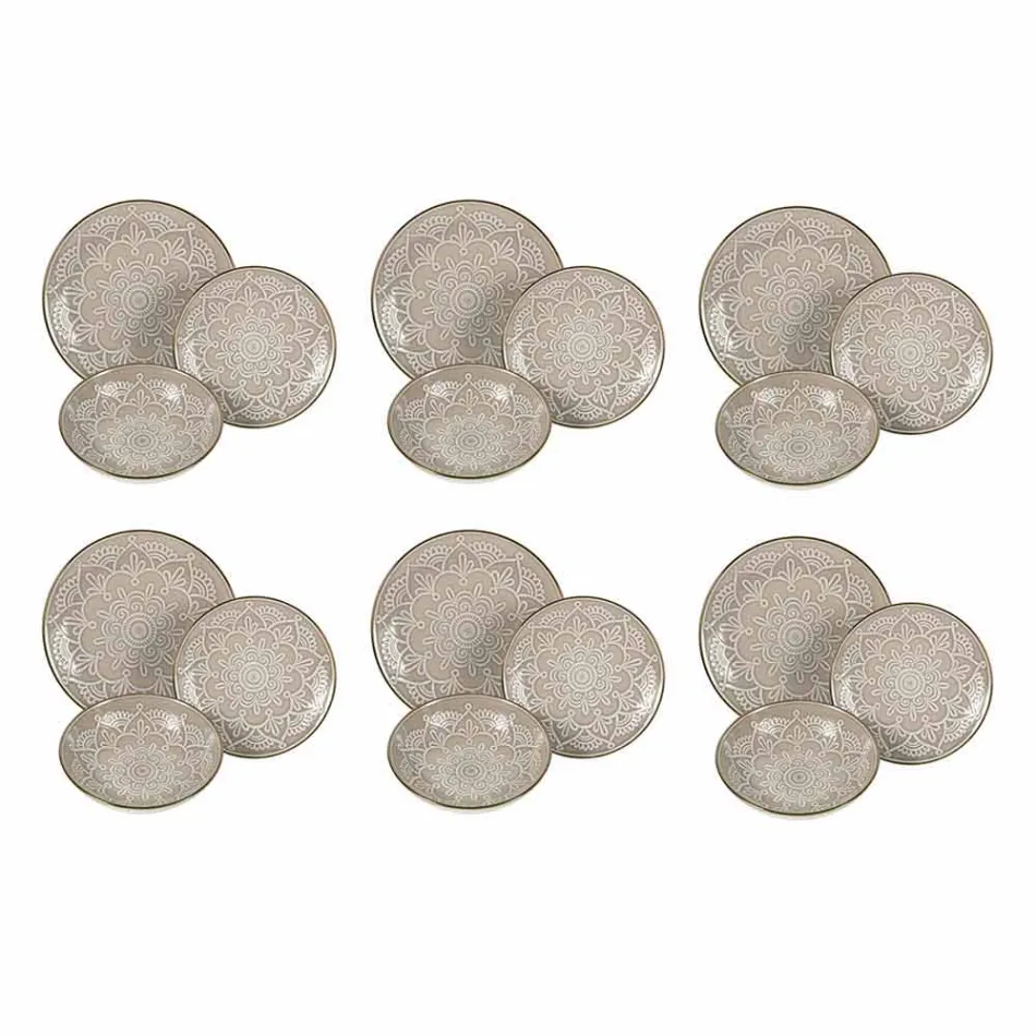 Shërbimi i pjatave në 18 copë gri, blu të lehta ose blu të dolomitit të fortë - arab Viadurini