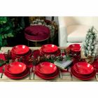 Pjatat e Kuqe të Krishtlindjeve të vendosura në prodhim gresi 18 Copë Tradita dhe Eleganca - Rossano Viadurini