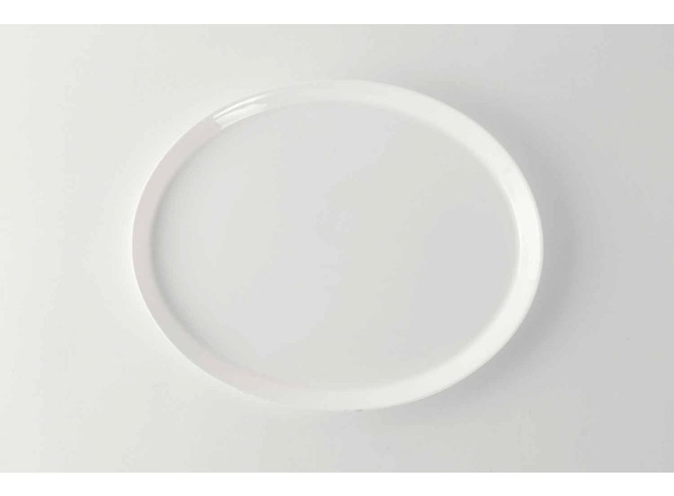 Pllaka për darkë vendosni 3 copa të projektimit ovale dhe drejtkëndëshe në porcelan - Egle Viadurini