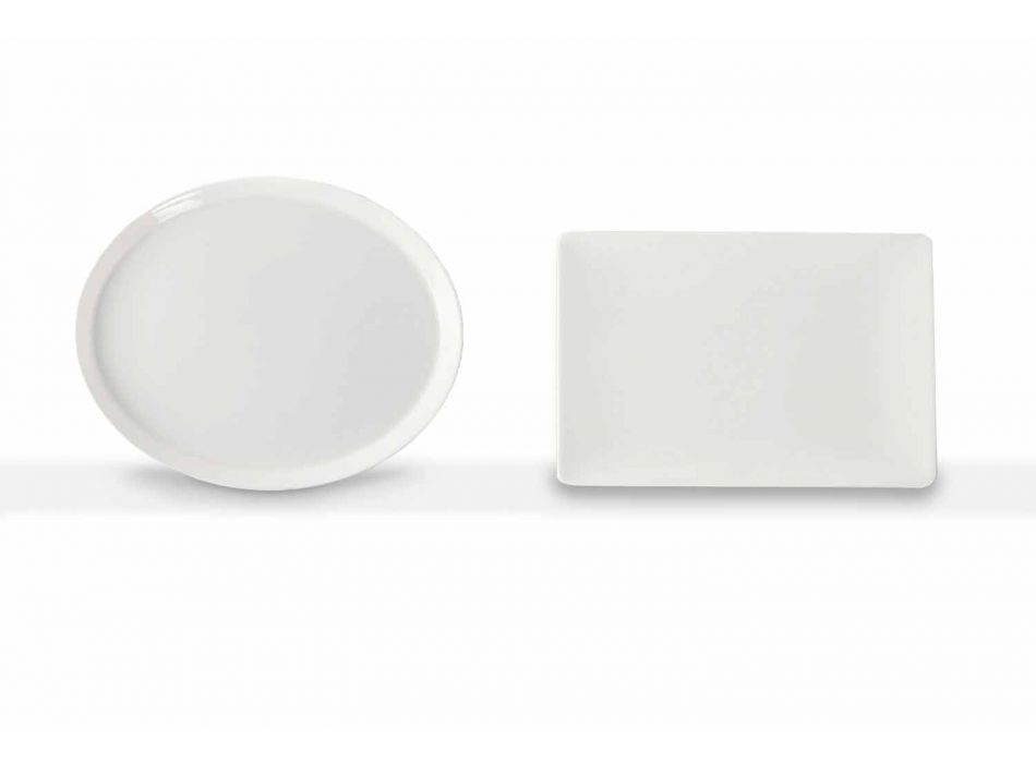 Pjatat e Darkës Vendosin Model 3 Oval dhe Drejtkëndëshe në Porcelan - Egle Viadurini