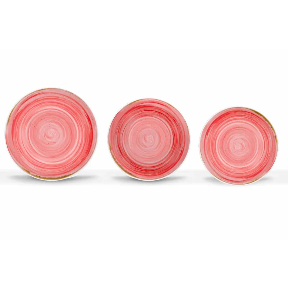 Shërbimi i Pllakave të Darkës me ngjyra dhe moderne prej porcelani 18 copë - Rurolo Viadurini