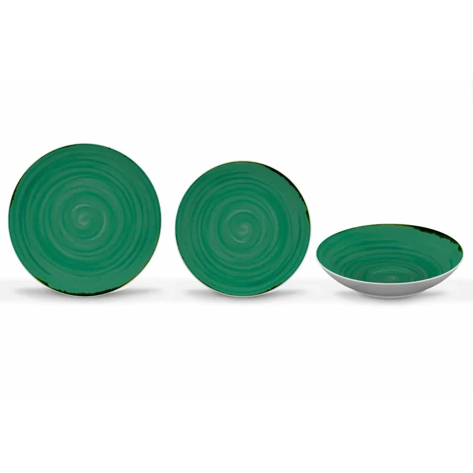 Shërbimi i Pllakave të Darkës me ngjyra dhe moderne prej porcelani 18 copë - Rurolo Viadurini