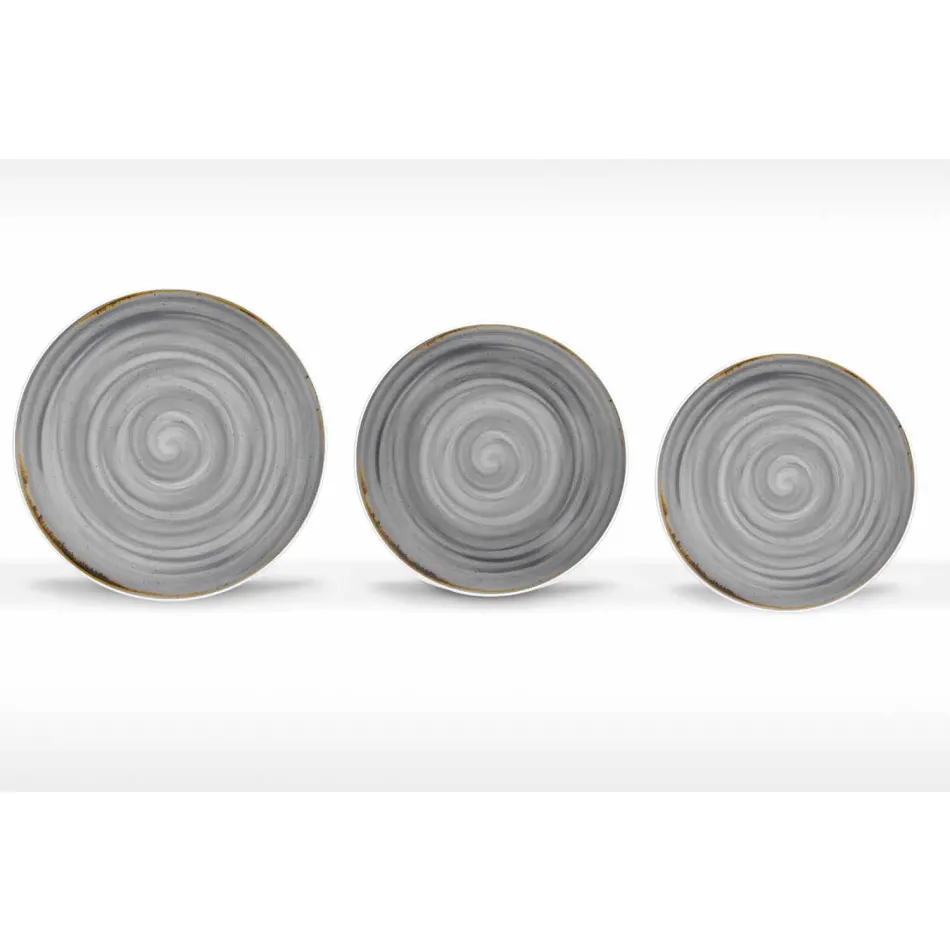 Shërbimi i Pllakave të Darkës me ngjyra dhe moderne prej porcelani 18 copë - Rurolo Viadurini