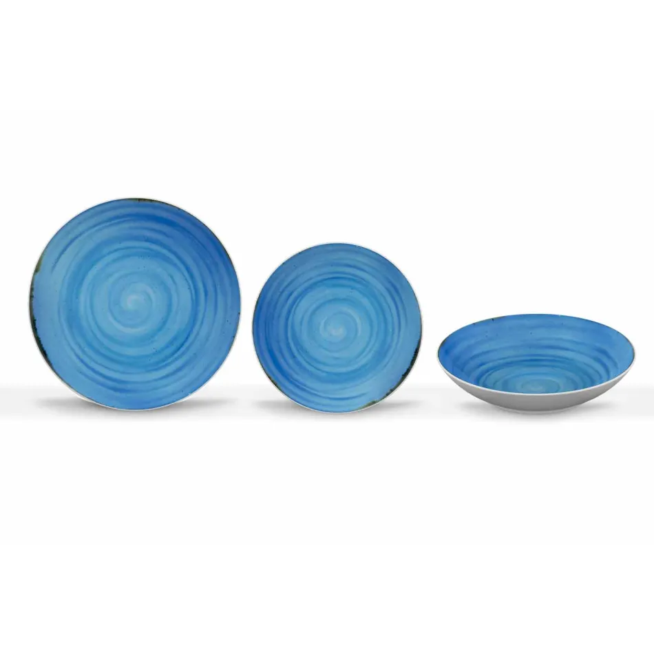 Shërbimi i Pllakave të Darkës me ngjyra dhe moderne prej porcelani 18 copë - Rurolo Viadurini