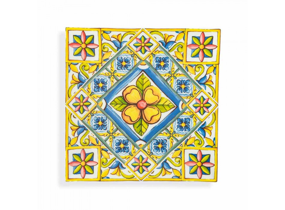 Seti e pllakave katrore me ngjyra moderne në Porcelan dhe Porcelan 18 copë - Verë Viadurini