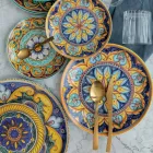 Set Takëme Efekti Tortoise Satelini Gold Steel 24 Copë - Shkëmb Viadurini