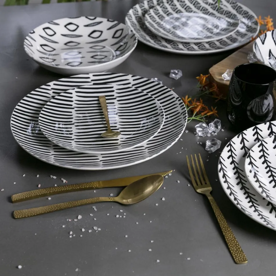 Set Takëme Efekti Tortoise Satelini Gold Steel 24 Copë - Shkëmb Viadurini