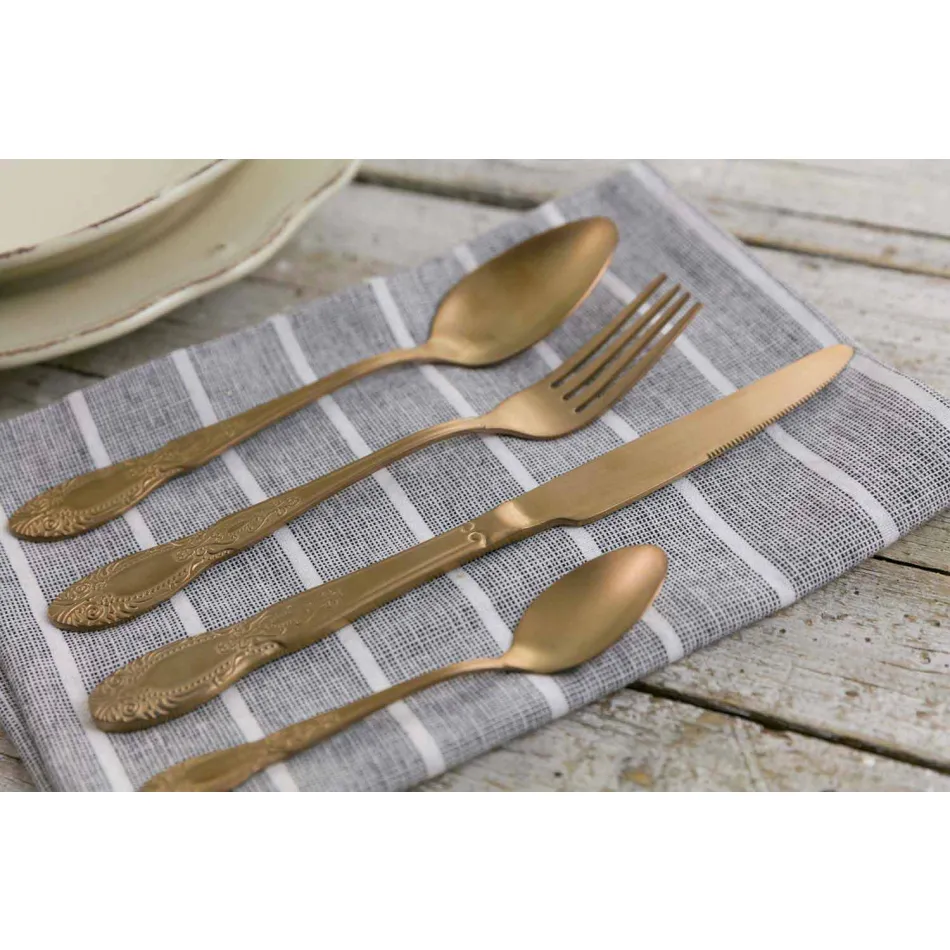 Set Set takëm prej çeliku me ngjyrë të ngopur Saten Design 24 copë copë - Fantazi Viadurini