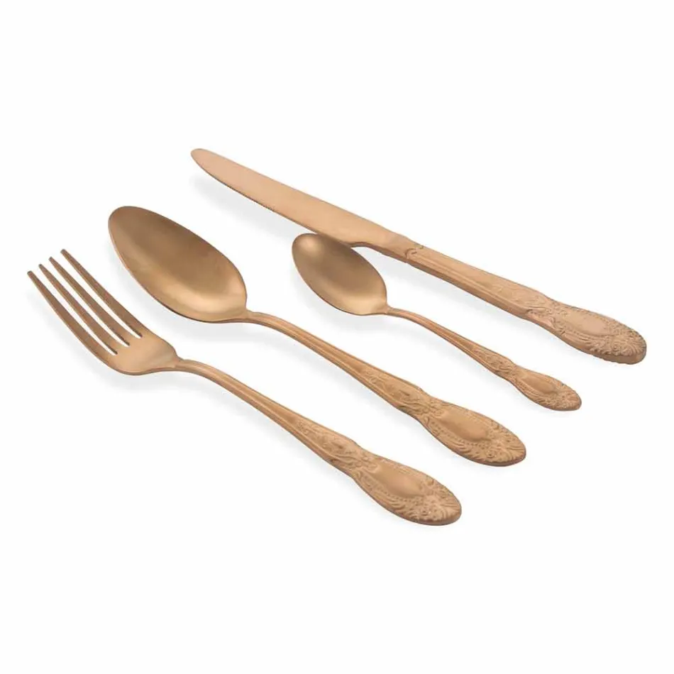 Set Set takëm prej çeliku me ngjyrë të ngopur Saten Design 24 copë copë - Fantasiapos Viadurini