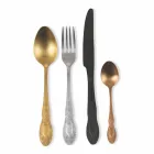 Set Set takëm prej çeliku me ngjyrë të ngopur Saten Design 24 copë copë - Fantasiapos Viadurini