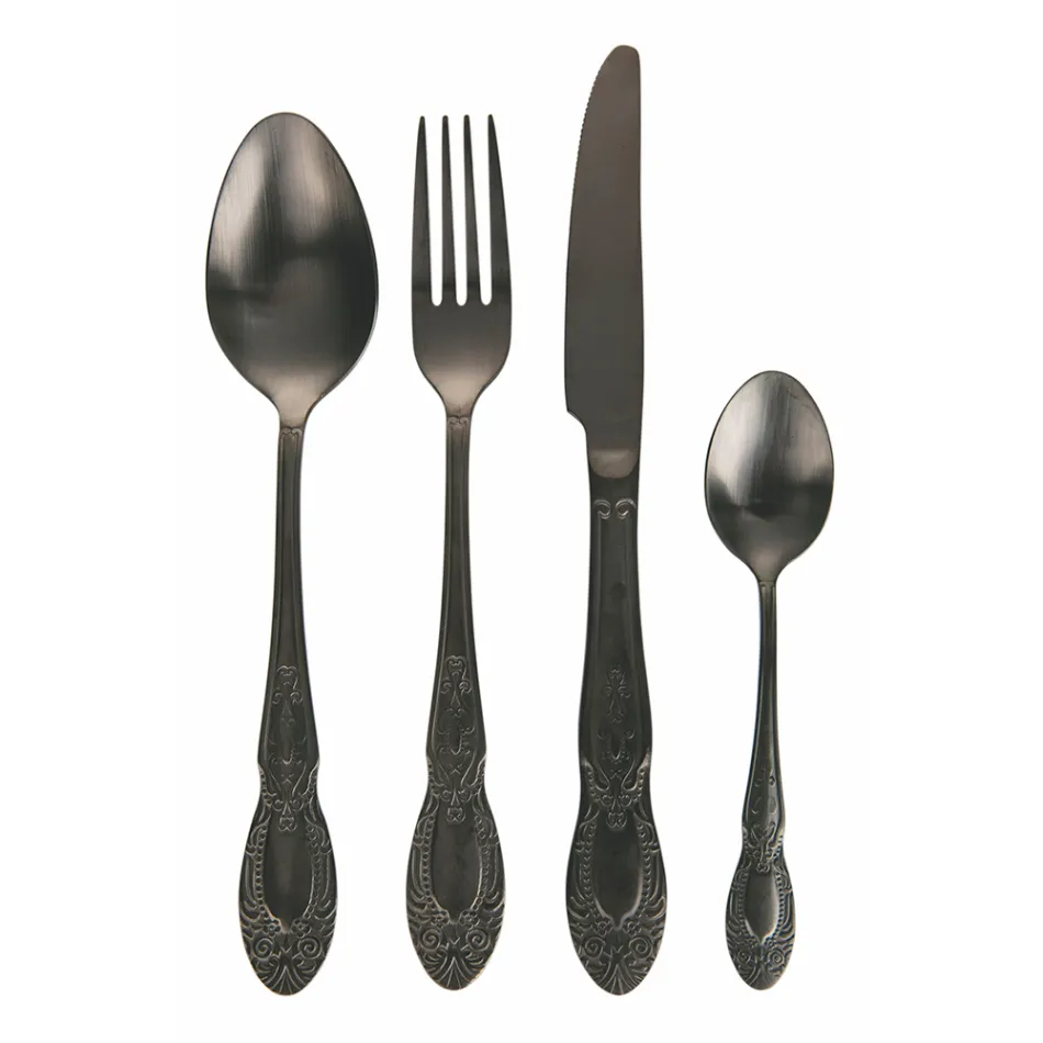 Set takëmi i zi ose ari prej çeliku të plotë 24 copë - Fantazi Viadurini