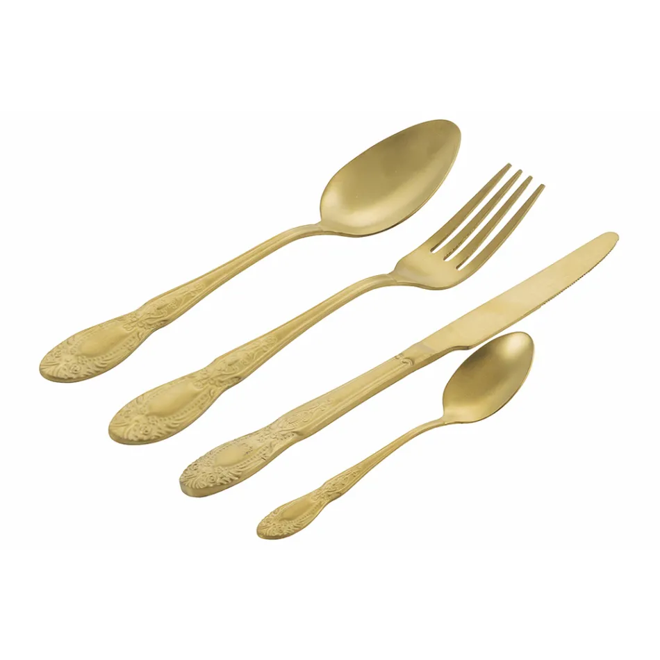 Set takëmi i zi ose ari prej çeliku të plotë 24 copë - Fantazi Viadurini