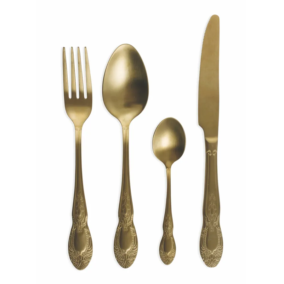 Set takëmi i zi ose ari prej çeliku të plotë 24 copë - Fantazi Viadurini